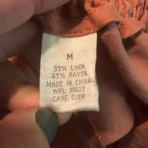 PRESWICK & MOORE Linen Blend Pants Salmon Pink Elastic Waist Trousers Medium - Picture 4 of 5